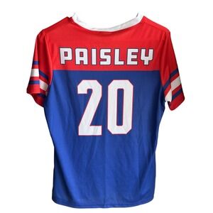 Men's Country Nation Brad Paisley Jersey T-Shirt Short Sleeve Red Blue‎ Size M